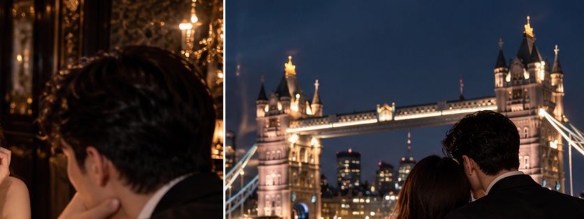 London Dinner 晚餐与伦敦塔桥夜景氛围示意图